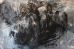 Untitle,No.22-2011-Charcoal & Bitumen on Cardboard-100 x 70 cm